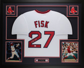 Carlton Fisk Autographed and Framed Boston Red Sox Jersey
