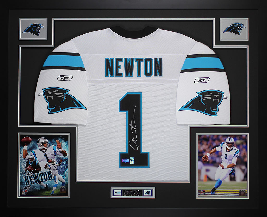 Cam Newton Autographed and Framed White Carolina Panthers Jersey
