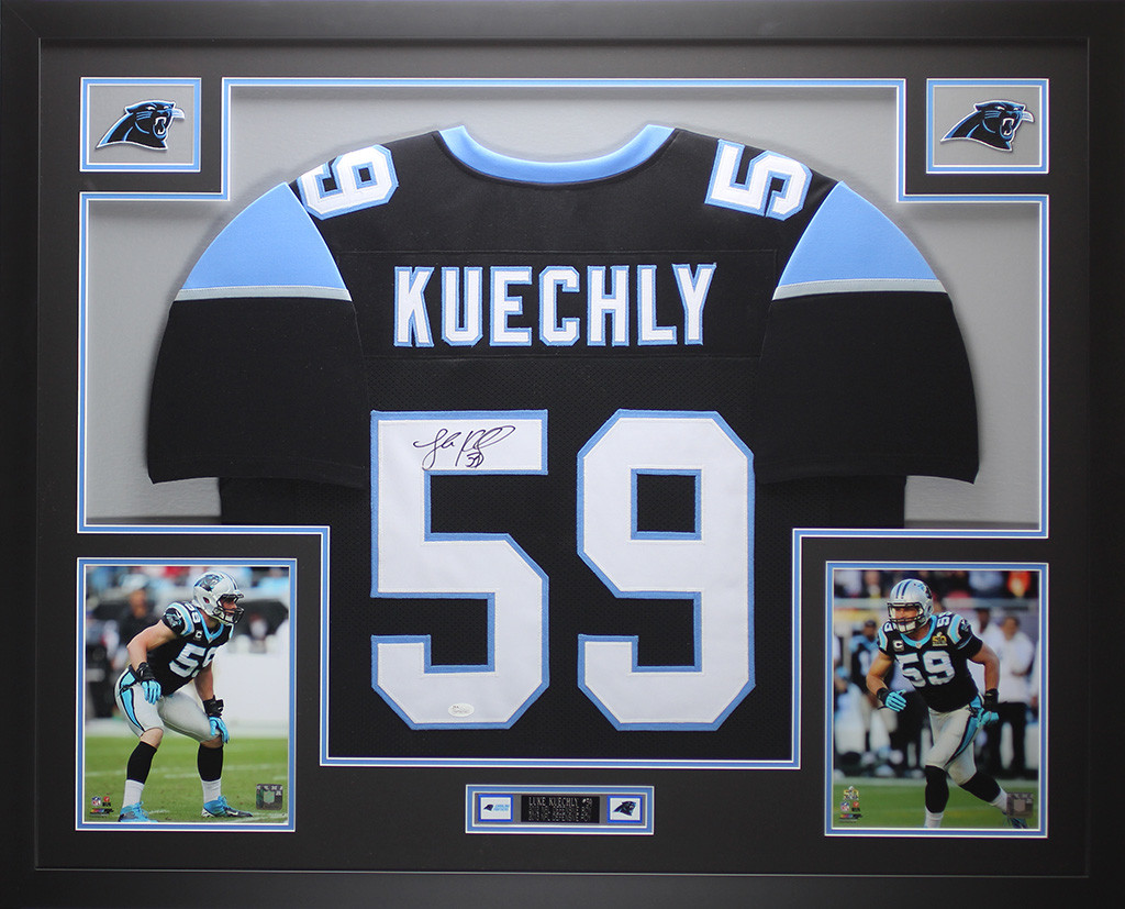 Luke Kuechly Carolina Panthers Signed Autograph Custom Black Jersey JSA Witnessed Certified 