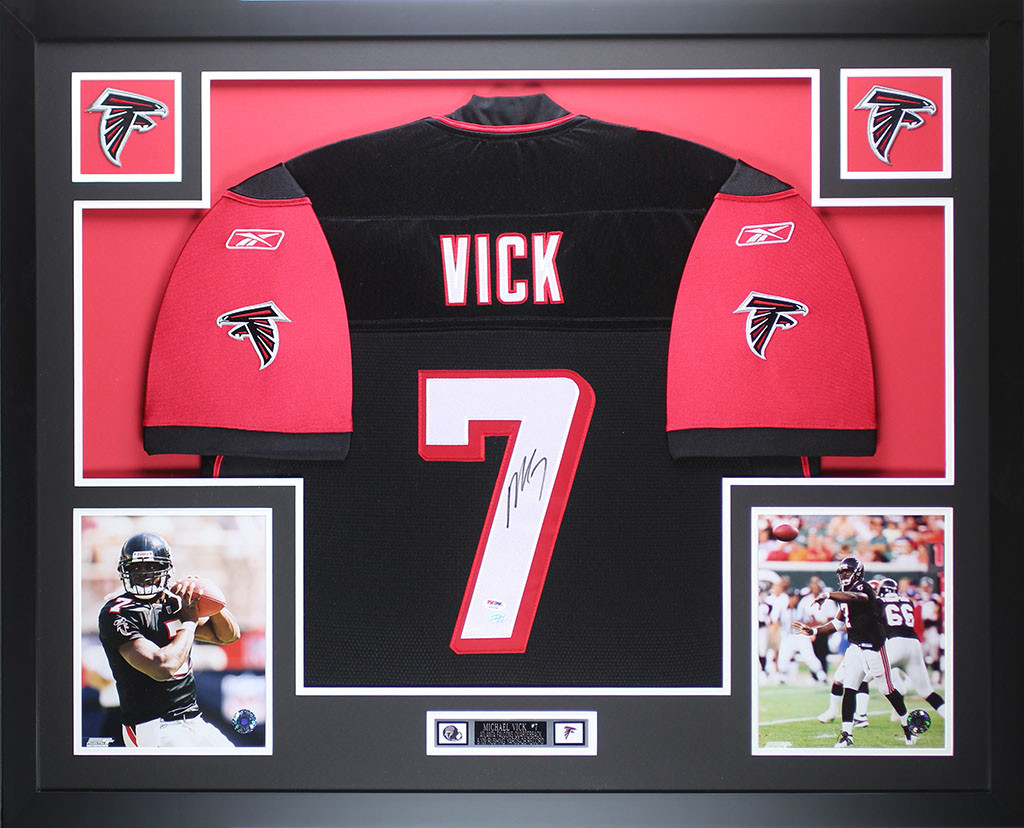 Michael Vick Autographed & Framed Black Falcons Jersey