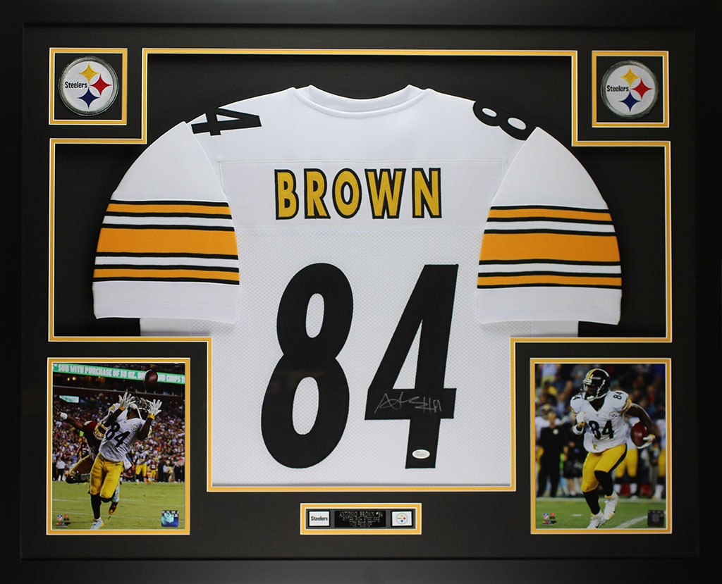 Antonio Brown Autographed & Framed White Steelers Jersey