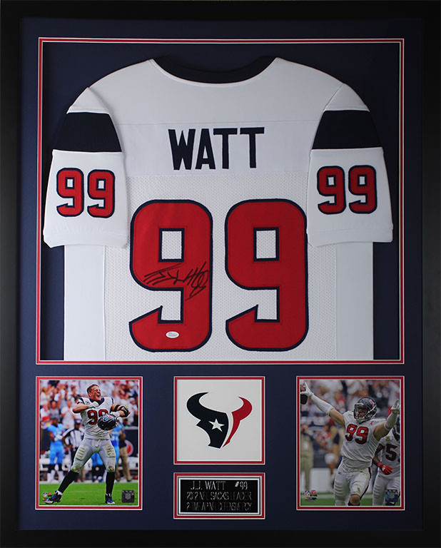 JJ Watt Autographed & Framed White Texans Jersey