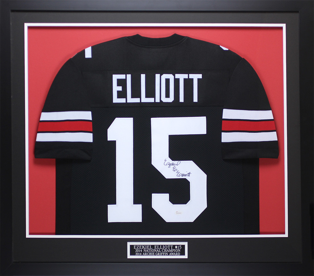 Ezekiel Elliott Autographed and Framed Black Ohio State Jersey