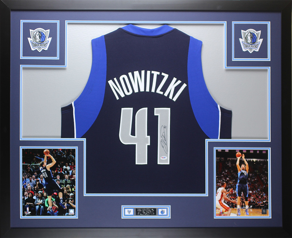 Dirk Nowitzki Autographed and Framed Blue Dallas Mavericks Jersey