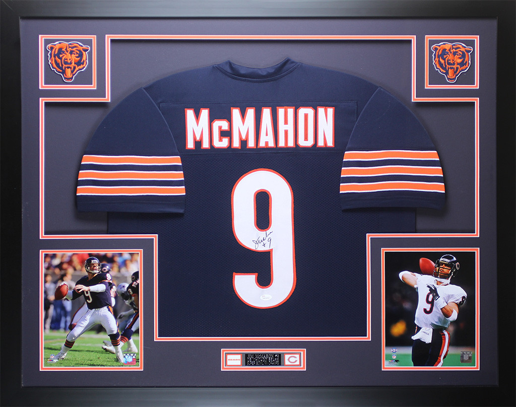 Jim McMahon Autographed and Framed Navy Bears Jersey