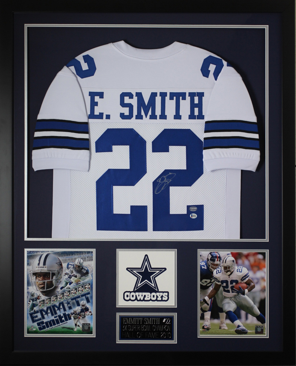 Emmitt Smith Autographed and Framed White Cowboys Jersey