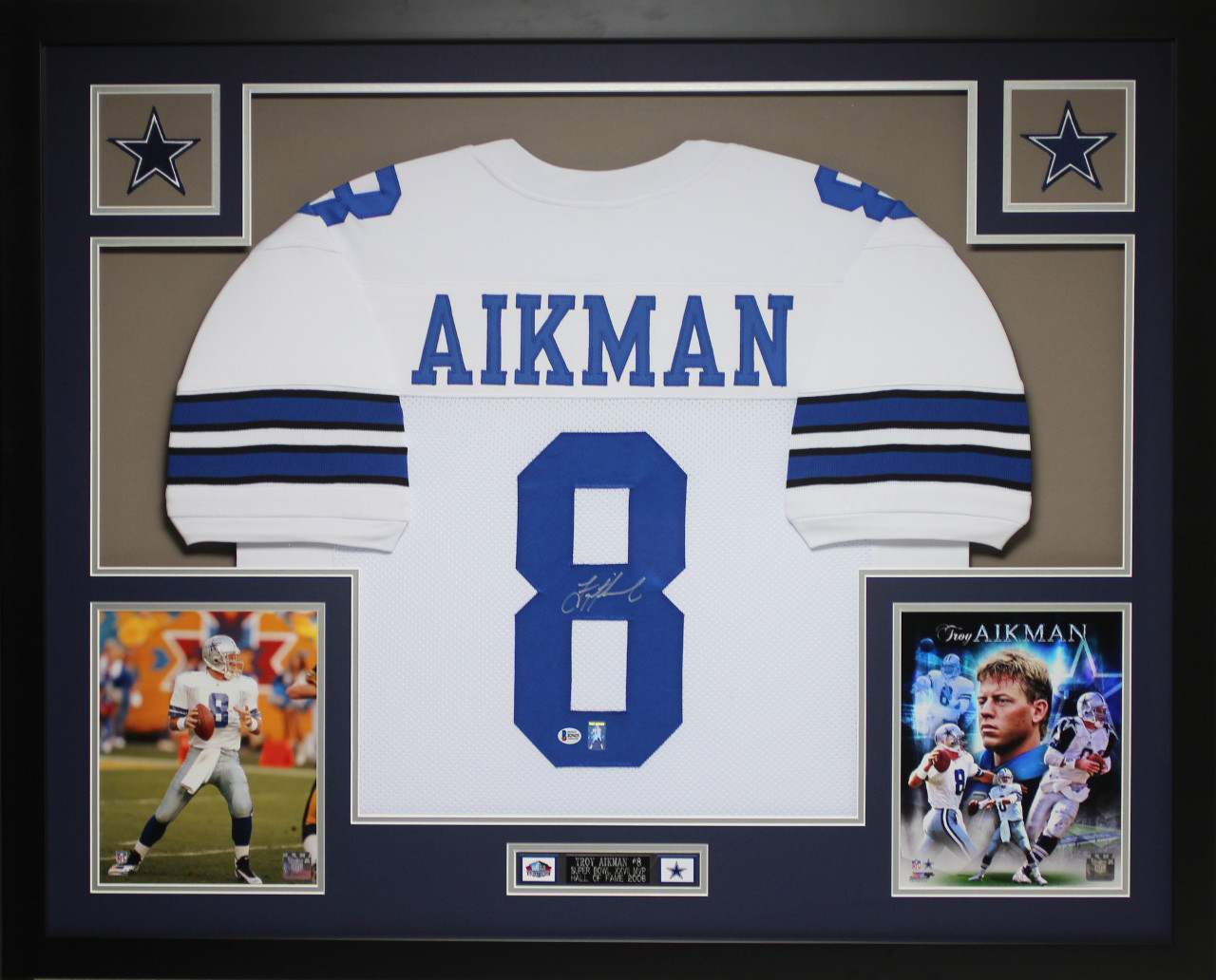 Troy Aikman Autographed and Framed White Cowboys Jersey