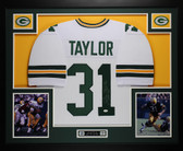 Jim Taylor Autographed HOF 76 and Framed White Green Bay Packers Jersey Auto JSA Certified