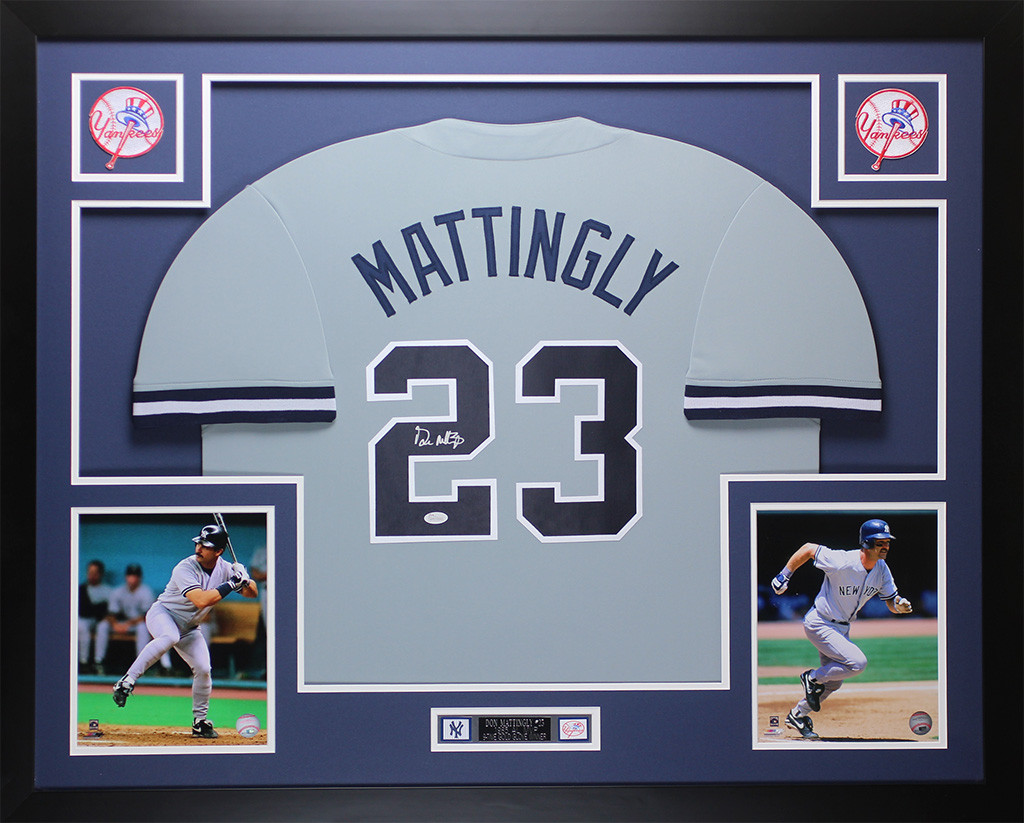 Don Mattingly Autographed And Framed Gray Yankees Jersey