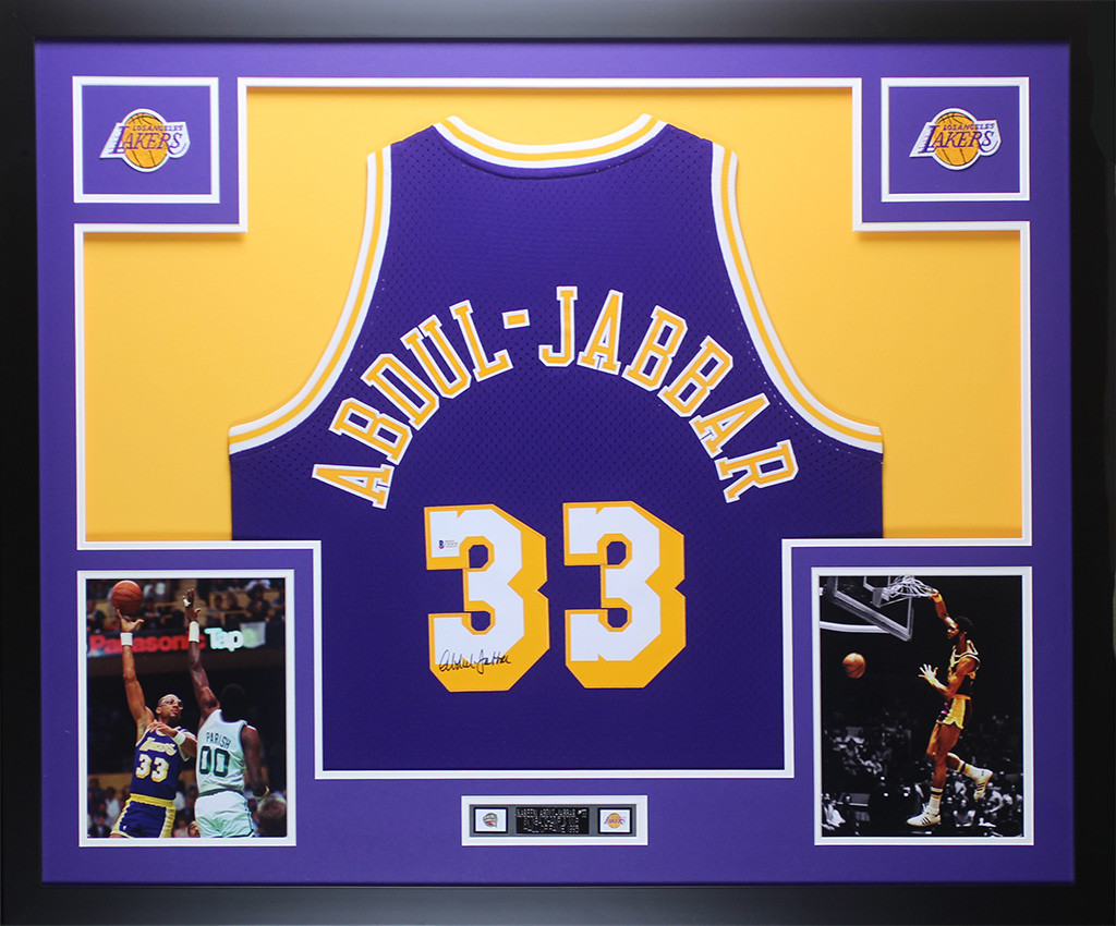 Kareem Abdul-Jabbar Autographed and Framed Purple Lakers ...