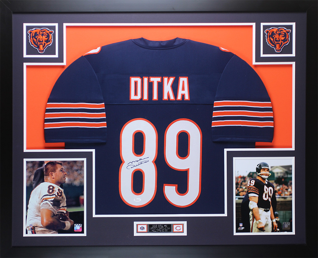 Mike Ditka Autographed and Framed Navy Chicago Bears Jersey