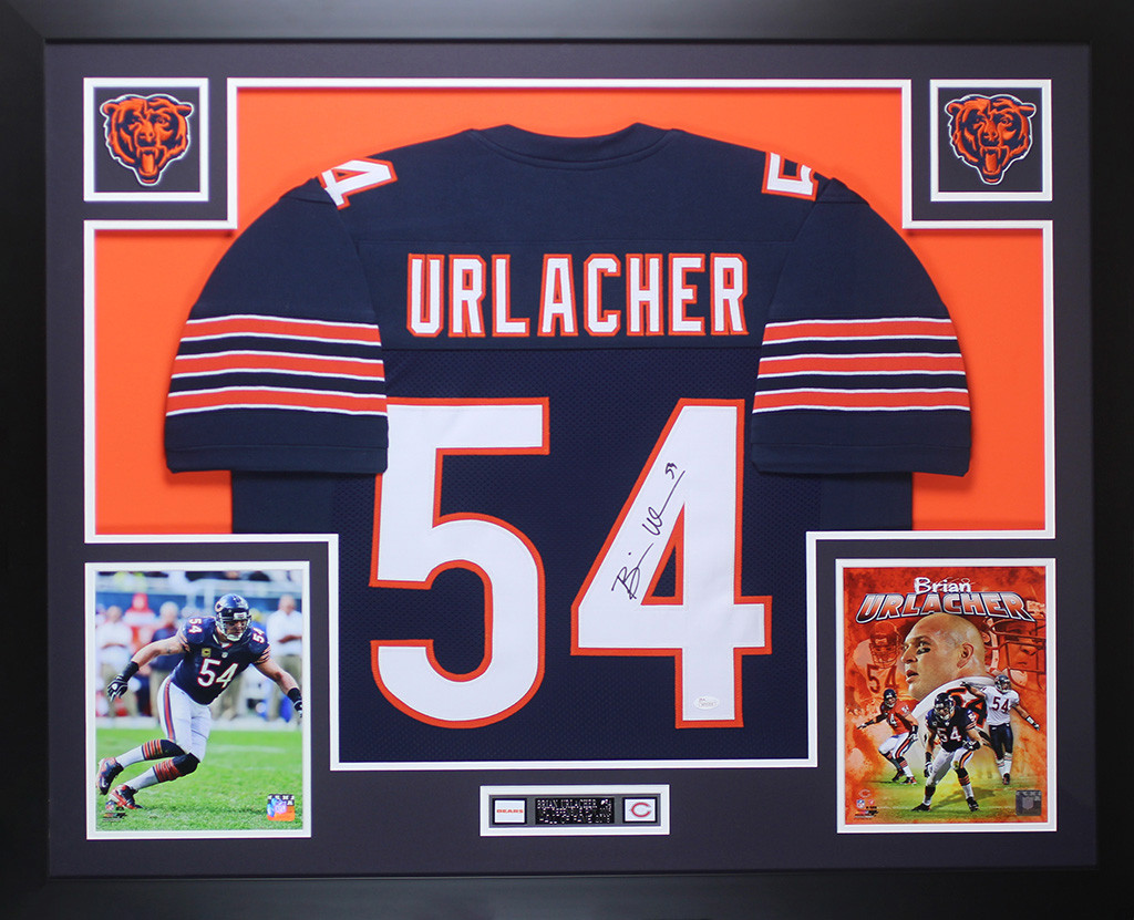 Brian Urlacher Autographed and Framed Navy Bears Jersey