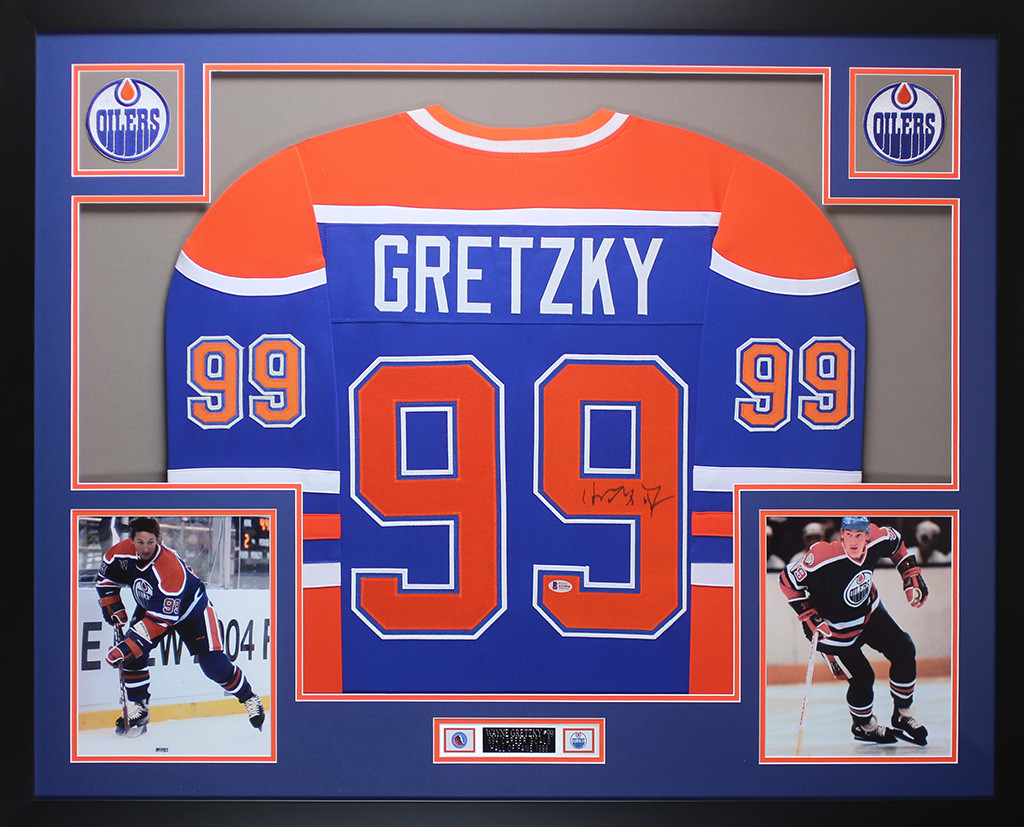 Wayne Gretzky Autographed and Framed Blue Edmonton Oilers Jersey