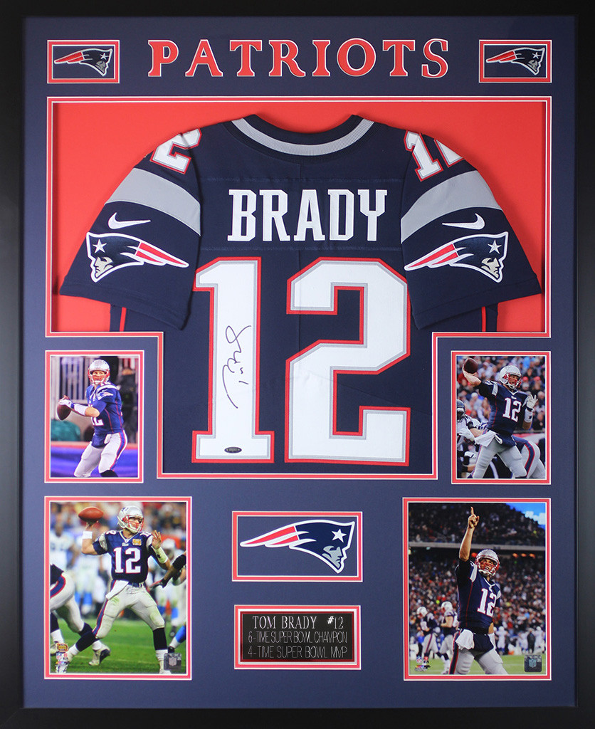 Tom Brady Autographed and Framed Navy New England Patriots Jersey