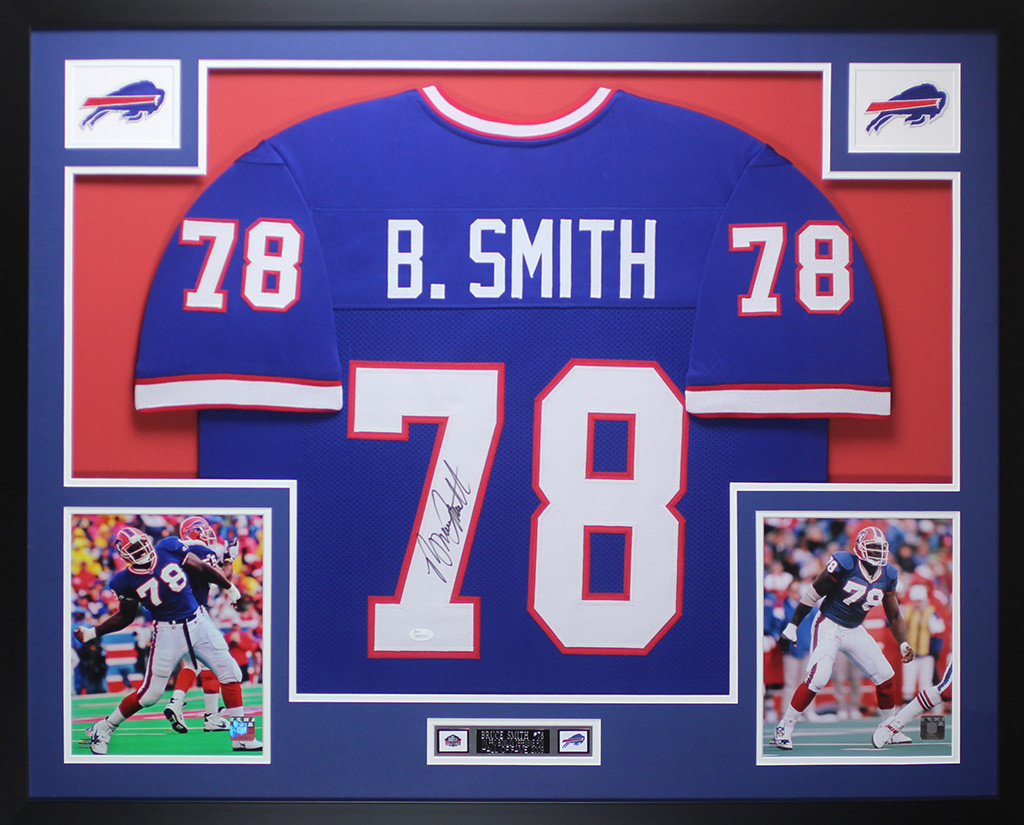 Bruce Smith Autographed and Framed Blue Buffalo Bills Jersey