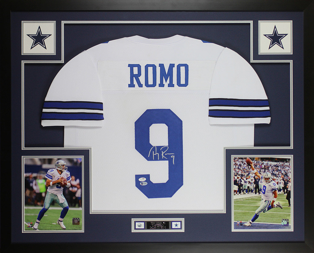Tony Romo Autographed and Framed White Cowboys Jersey