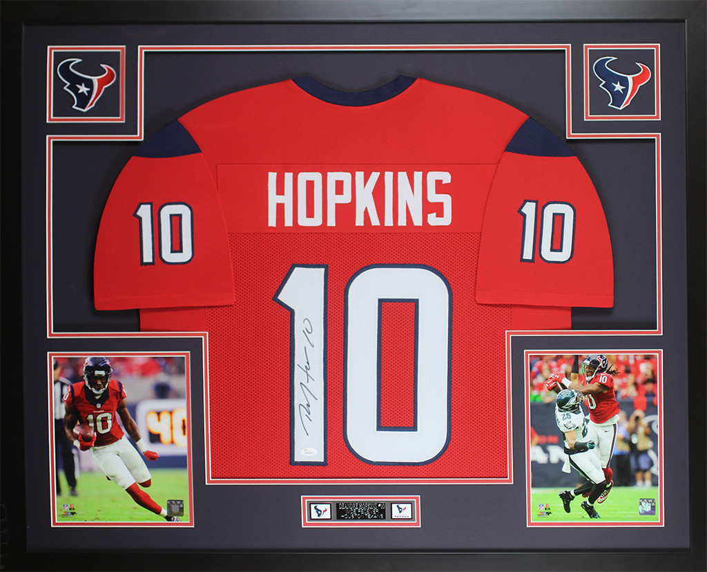 DeAndre Hopkins Autographed and Framed Red Texans Jersey