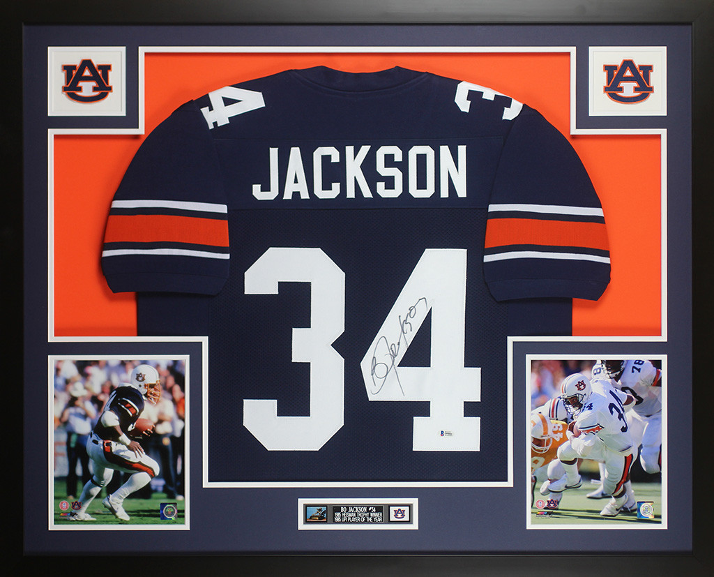 Bo Jackson Autographed and Framed Blue Auburn Tigers Jersey