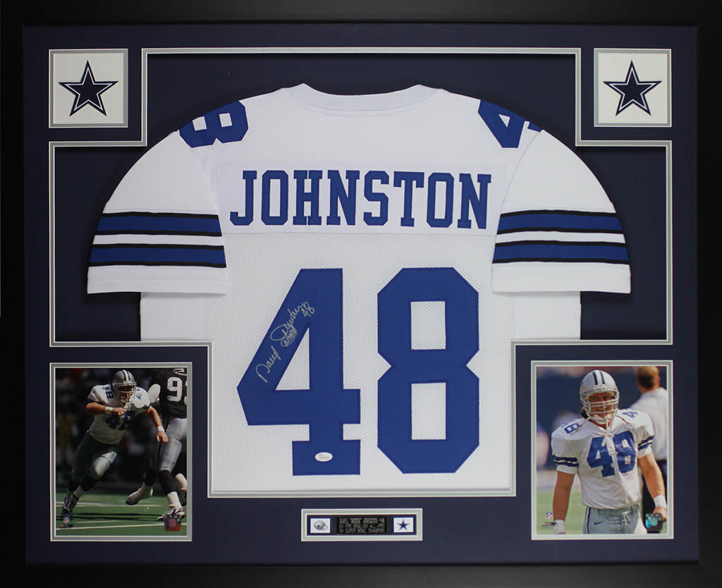 Daryl Johnston Dallas Cowboys Signed Autograph White Custom Jersey JSA Certified 