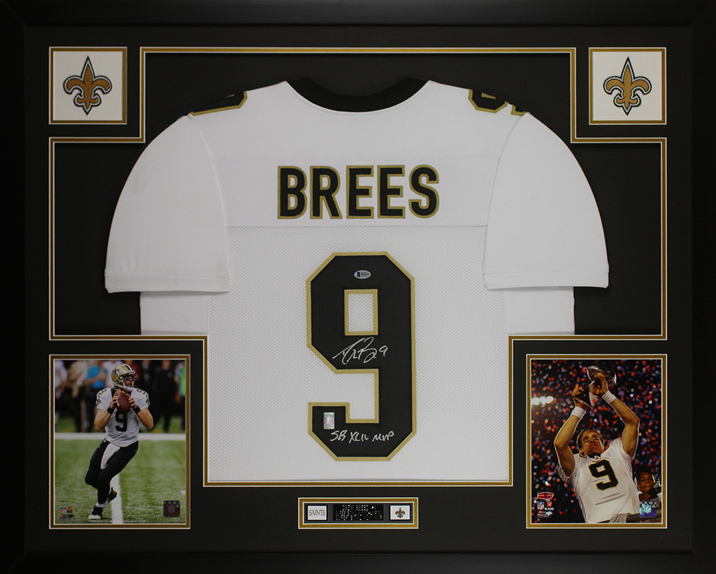 Drew Brees Autographed and Framed White Saints Jersey