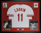 Barry Larkin Autographed and Framed Cincinnati Reds Jersey