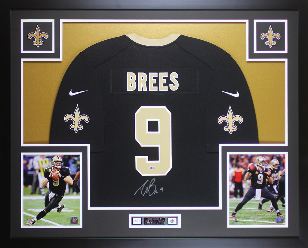 Drew Brees Autographed and Framed Black 