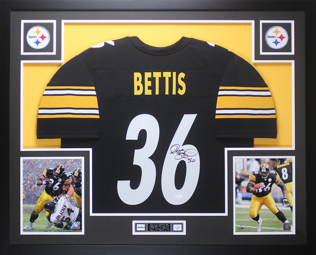 Jerome Bettis Autographed and Framed Black Pittsburgh Steelers Jersey