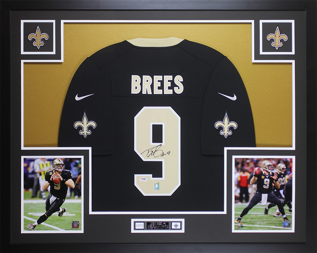 Drew Brees Autographed and Framed Black Saints Jersey