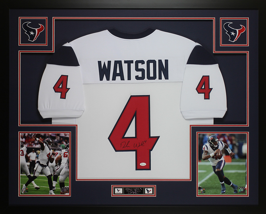 Deshaun Watson Autographed and Framed White Houston Texans Jersey