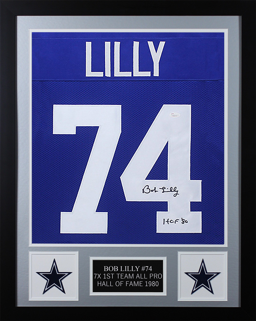 Bob Lilly Signed Autographed Blue Stat Football Jersey With