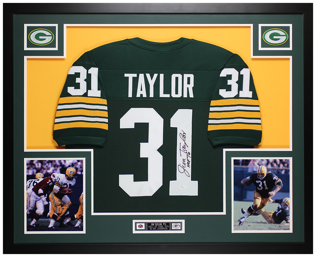 Jim Taylor Autographed and Framed Green Bay Packers Jersey
