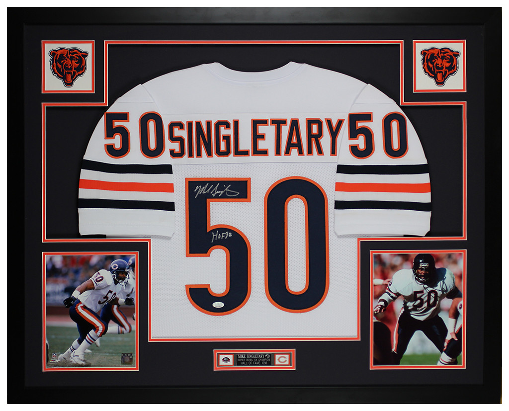 Includes Certificate of Authenticity Beautifully Matted and Framed Hand Signed By Mike Singletary and Certified Authentic by PSA Mike Singletary Autographed White Chicago Bears Jersey 