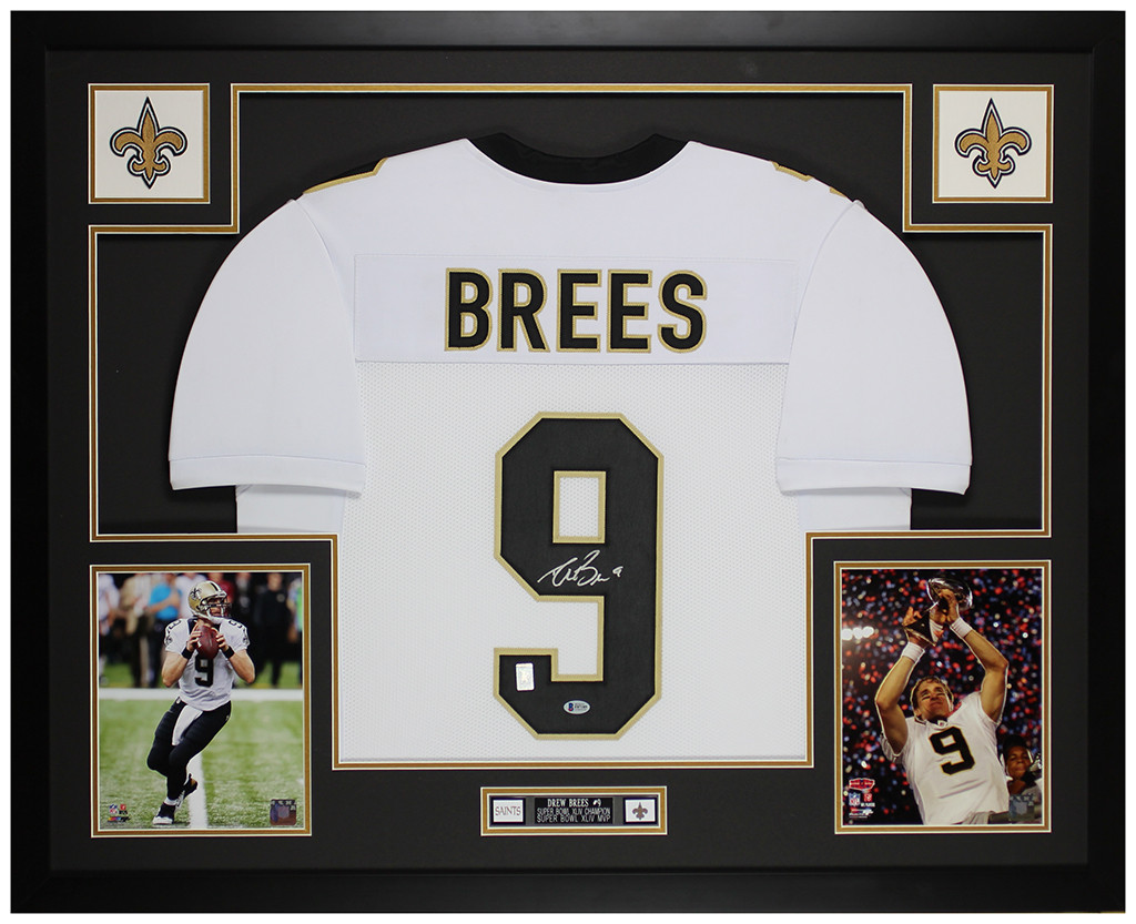 Drew Brees Autographed New Orleans Saints Logo Football Beckett Beckett COA 