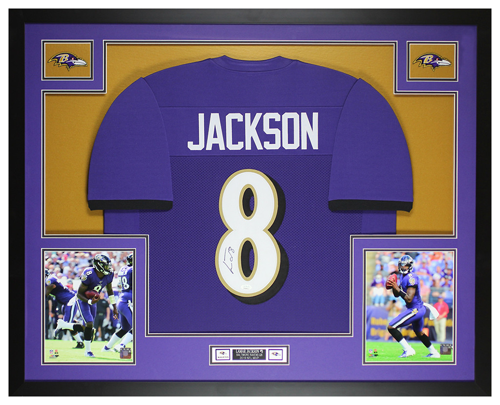 lamar jackson signed jersey framed