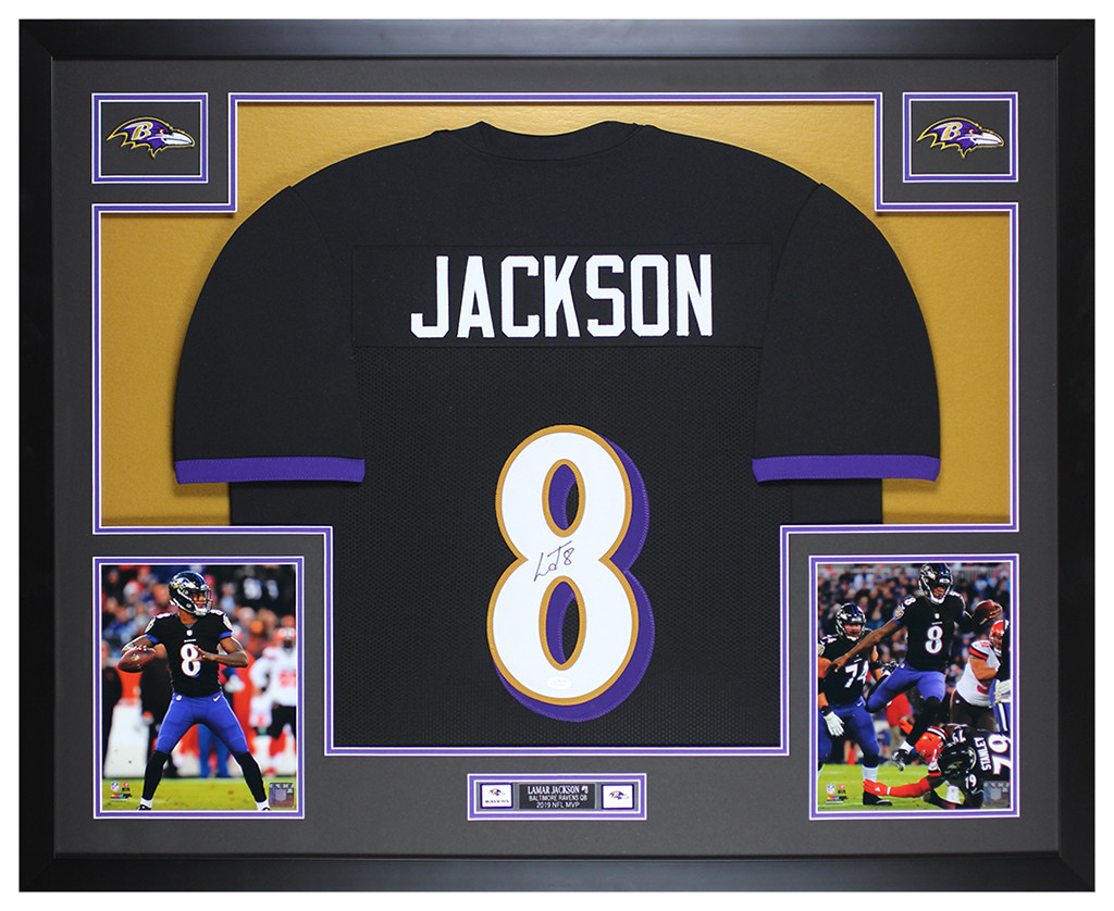 lamar jackson signed jersey framed
