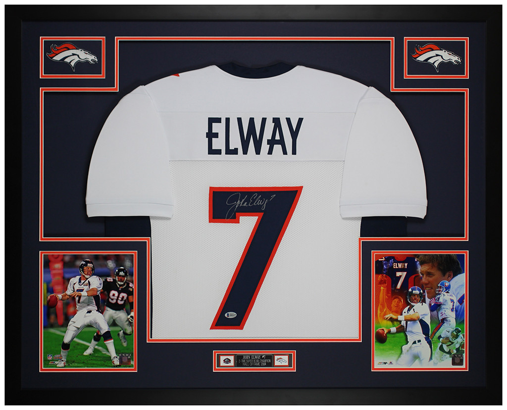 John Elway Autographed and Framed Denver Broncos Jersey
