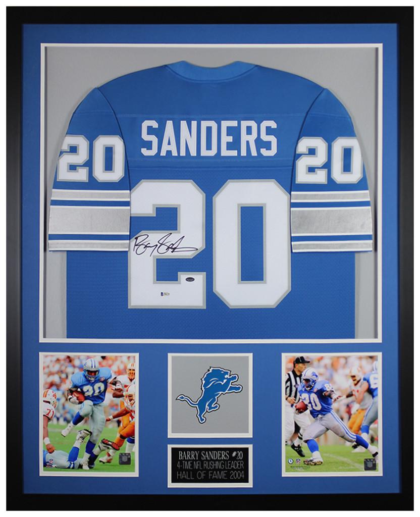 Barry Sanders Autographed and Framed Detroit Lions Jersey