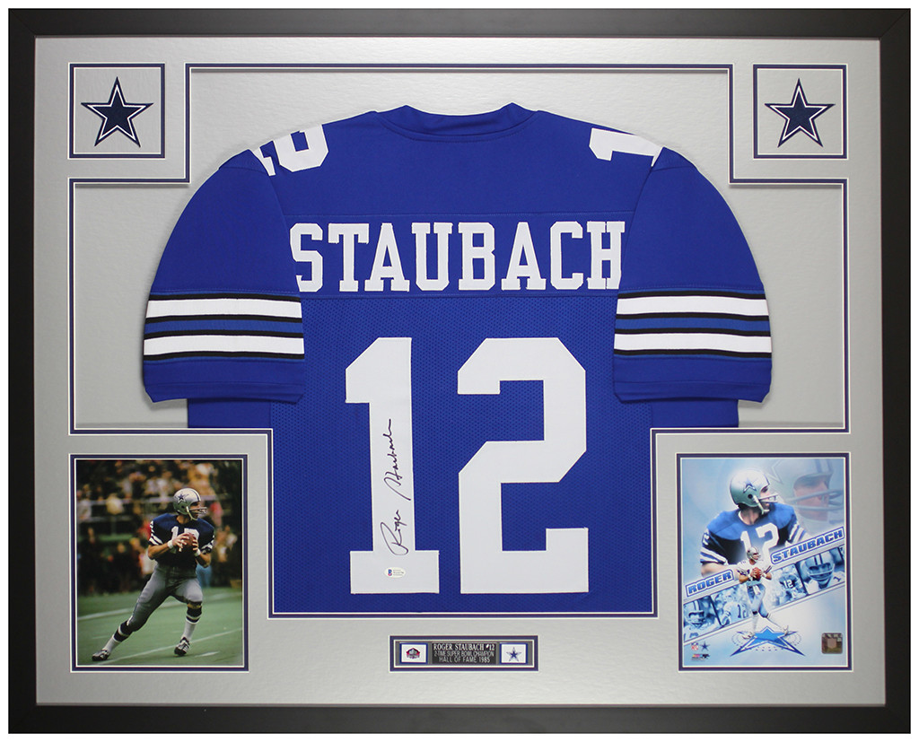 Roger Staubach Autographed and Framed Dallas Cowboys Jersey