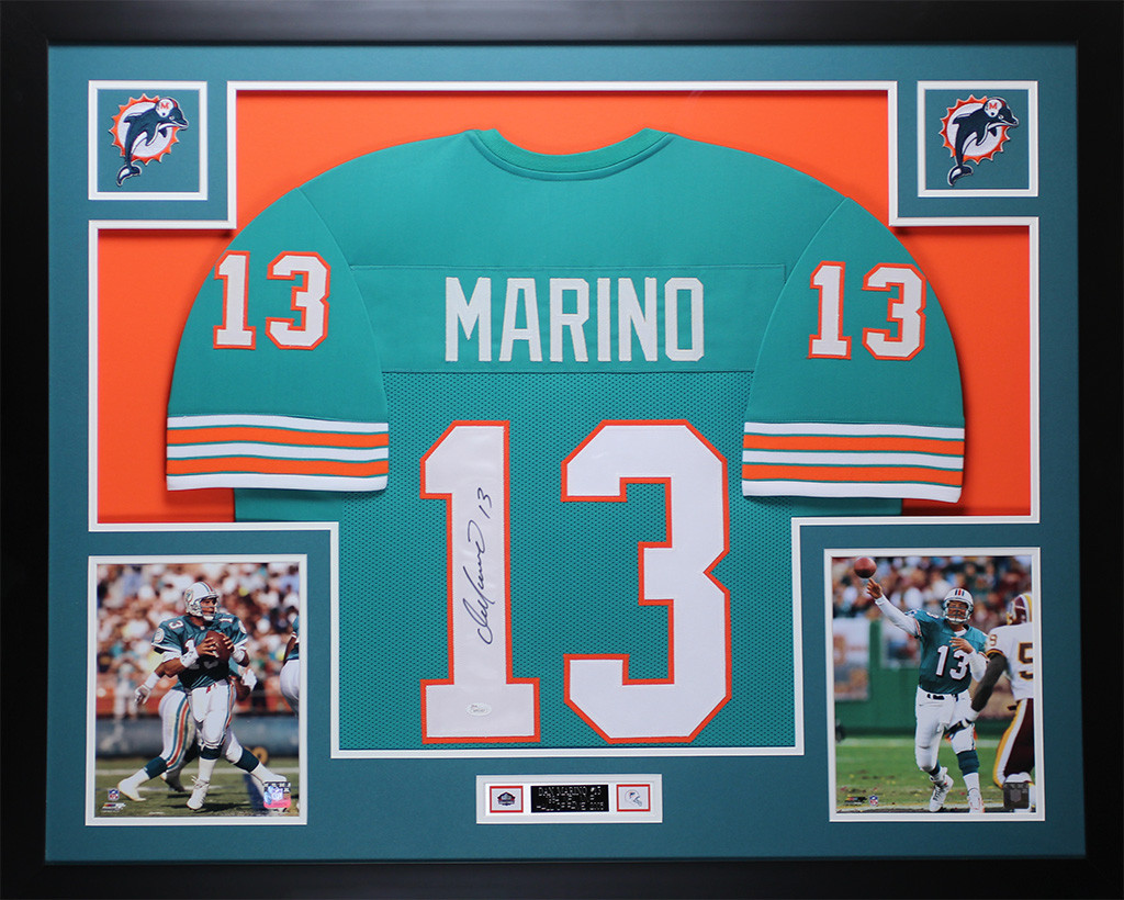 Dan Marino Autographed and Framed Teal Dolphins Jersey