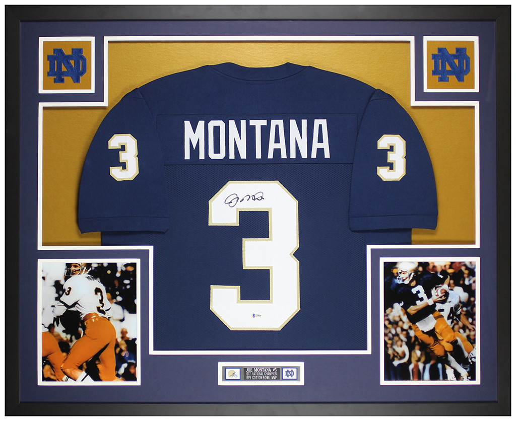 Joe Montana Autographed and Framed Notre Dame Jersey