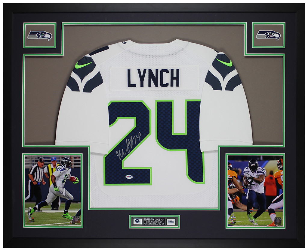 Marshawn Lynch Autographed and Framed Seattle Seahawks Jersey