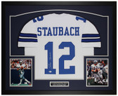 Roger Staubach Autographed & Framed White Dallas Cowboys Jersey Auto Beckett COA