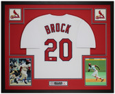 Lou Brock Autographed and Framed St Louis Cardinals Jersey
