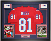 Randy Moss Autographed and Framed Red Patriots Jersey Auto Beckett COA