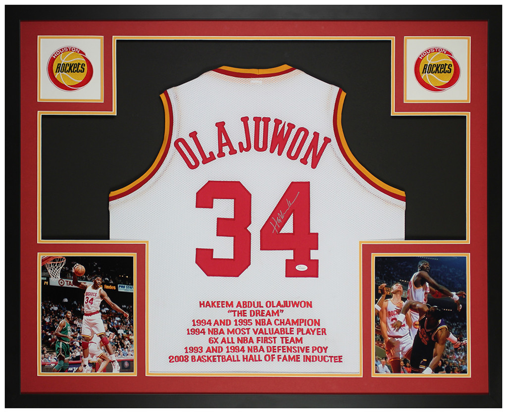 Hakeem Olajuwon Autographed and Framed Houston Rockets Jersey