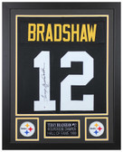 Terry Bradshaw Autographed and Framed Black Pittsburgh Jersey Auto Beckett COA