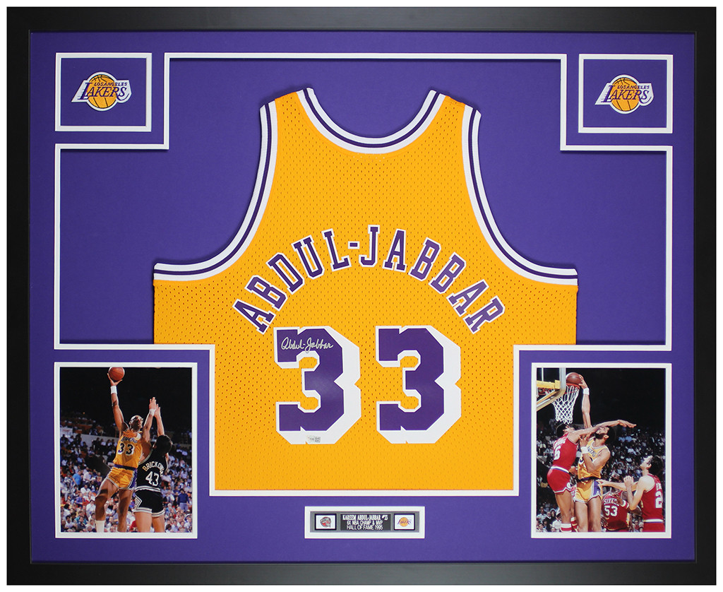 Cirkel bronzen zegen Kareem Abdul-Jabbar Autographed and Framed Los Angeles Lakers Jersey