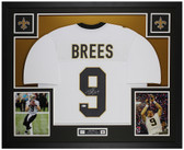 Drew Brees Autographed and Framed White New Orleans Jersey Auto Beckett COA