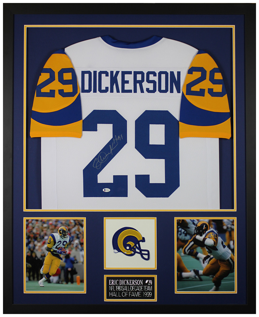 Eric Dickerson Autographed and Framed Los Angeles Rams Jersey