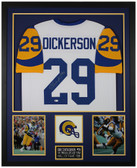Eric Dickerson Autographed and Framed White Los Angeles Jersey Auto Beckett COA